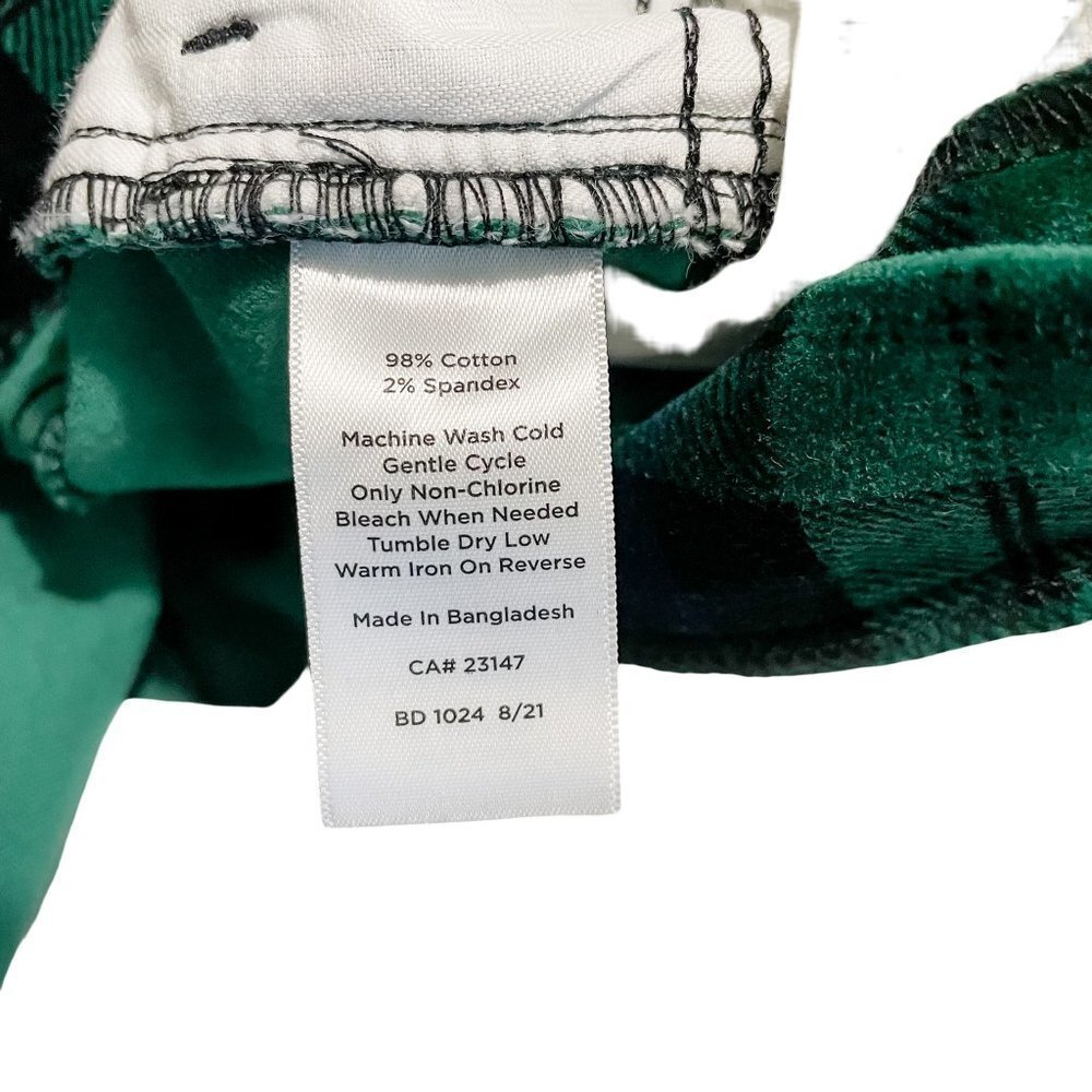 NWT Talbots High Waisted  Velveteen Straight Leg Pants Green Plaid sz 18 - Picture 9 of 10